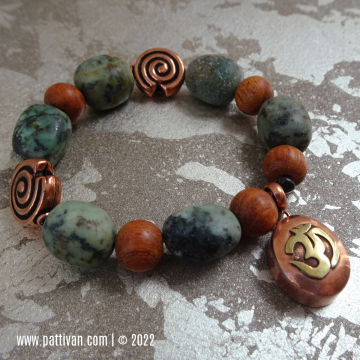 African Turquoise with Copper Accents - Stretch Bracelet