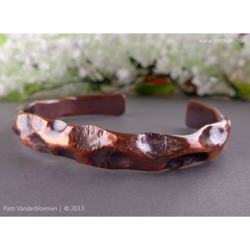 Air Chased Copper Cuff with Sterling Accents
