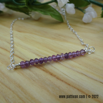 Amethyst and Sterling Silver Gemstone Bar Necklace