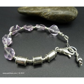 Amethyst Bracelet with Handmade Sterling Beads