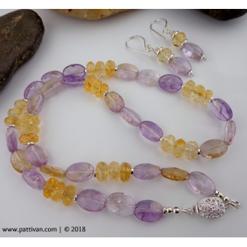 Ametrine and Citrine Necklace and Earrings
