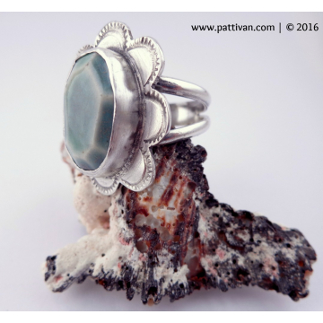 Artisan Porcelain and Sterling Silver Ring