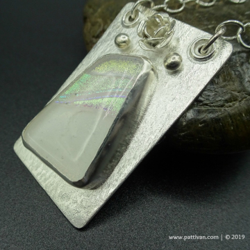 Artisan Dichroic Glass and Sterling Silver Pendant