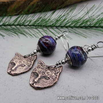 Artisan Glass Earrings with Artisan Pewter Charms