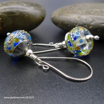 Artisan Glass and Hand Forged Silver Earrings