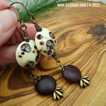 Artisan Glass Earrings with Brass Accents