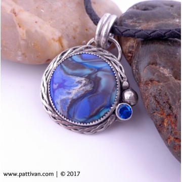 Artisan Glass and Sapphire CZ Necklace