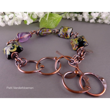 Artisan Lampwork and Copper Bracelet