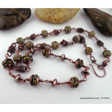 Artisan Lampwork and Copper Necklace