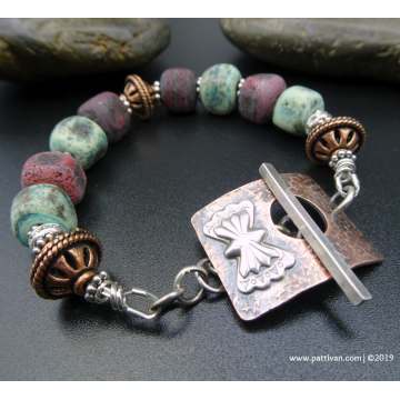 Artisan Lampwork and Hand Forged Toggle Bracelet