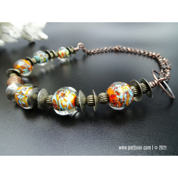 Artisan Lampwork and Mixed Metal Choker Necklace