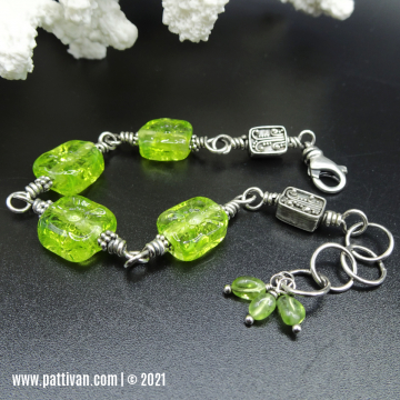 Artisan Lampwork with Peridot and Sterling Silver Bracelet