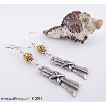 Artisan Pewter and Brass Earrings