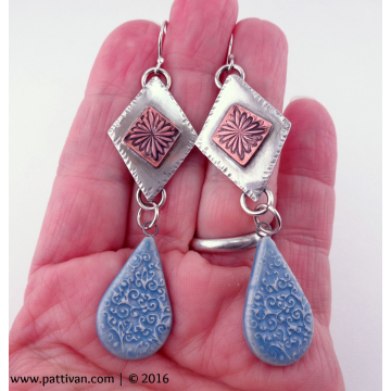 Artisan Porcelain Mixed Metal Earrings