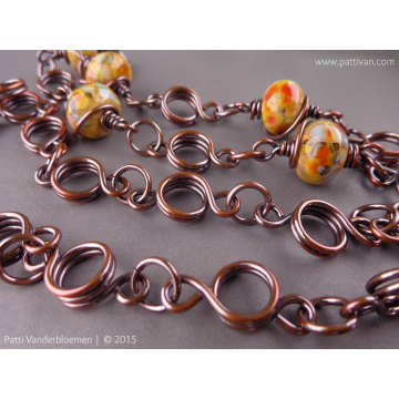 Artisan Raku Lampwork and Handmade Copper Chain