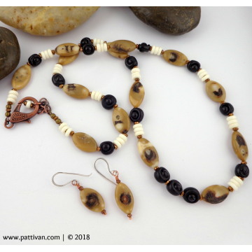 Bamboo Coral Necklace and Earrings Set