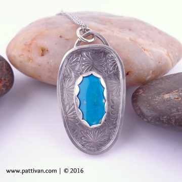Blue Opal and Sterling Silver Pendant