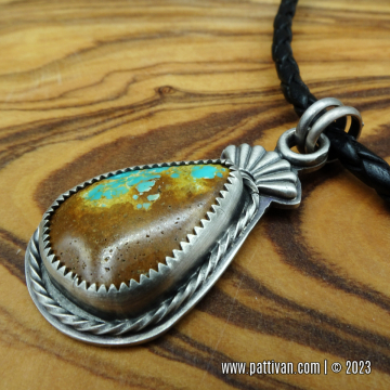 Boulder Ribbon Turquoise and Sterling Silver Pendant