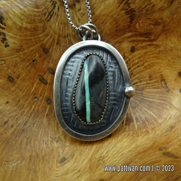 Boulder Ribbon Turquoise and Sterling Silver Pendant
