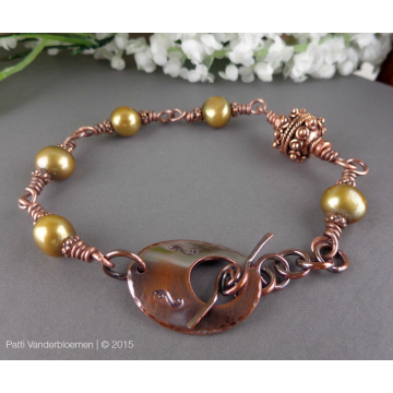 Bronze FW Pearls and Copper Bracelet