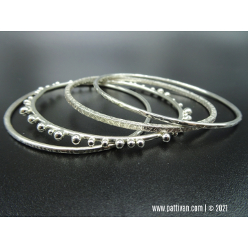 Set of 4 Sterling Silver Stacker Bangle Bracelets