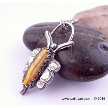 Bumble Bee Jasper and Sterling Pendant Necklace
