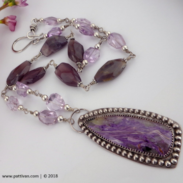 Charoite, Amethyst, and Purple Chalcedony Necklace