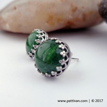 Chrome Diopside and Sterling Silver Post Earrings