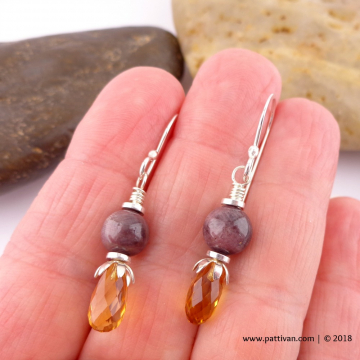 Faceted Citrine and Sapphire Earrings