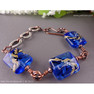 Artisan Lampwork Beads and Mixed Metals Bracelet