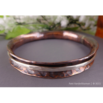 Copper and Sterling Silver Spinner Bangle