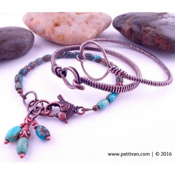 Copper and Turquoise Stacking Bangeles