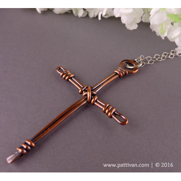Copper Cross Pendant with Sterling Chain