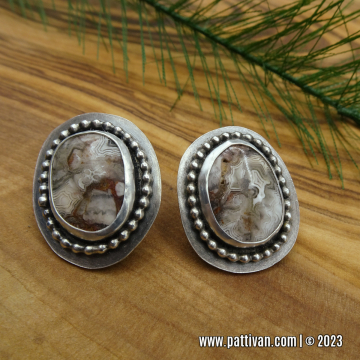 Crazy Lace Agate and Sterling Silver Earrings