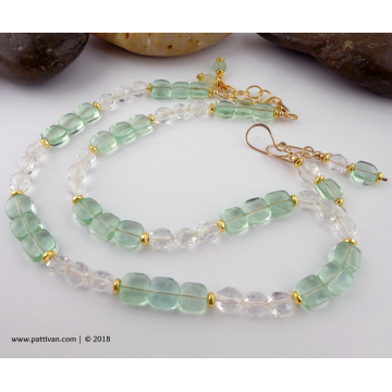 Crystal Quartz and Fluorite with Gold Necklace