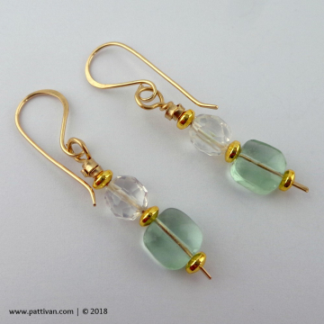 Crystal Quartz and Fluorite with Gold Earrings