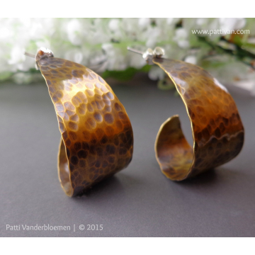 Antique Brass Post Style Hoop Earrings