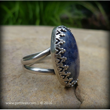 Denis Lapis and Sterling Silver Split Shank Ring