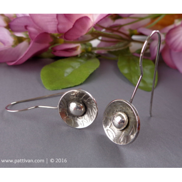 Domed Sterling Silver Flower Earrings