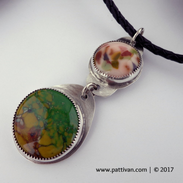 Double Artisan Glass and Sterling Silver Pendant