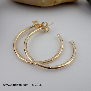 Large, Faceted Gold Hoops