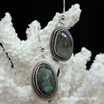 Faceted Labradorite and Sterling Silver Earrings