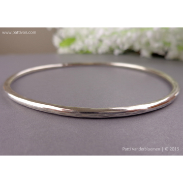 Heavy  Faceted Sterling Silver Oval Bangle