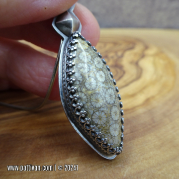 Fossilized Coral and Sterling Silver Necklace