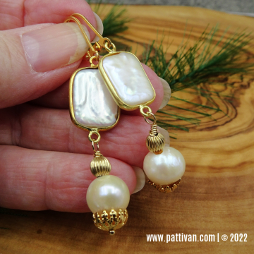 Freshwater Pearl Link and Drop Gold Fill Earrings
