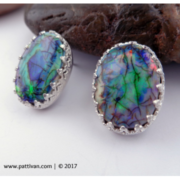 Galaxy Opal and Sterling Post Earrings