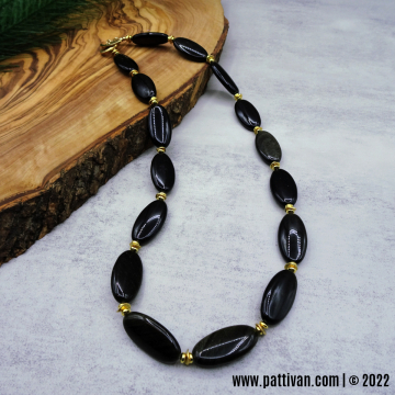 Golden Obsidian Necklace with Gold Accents
