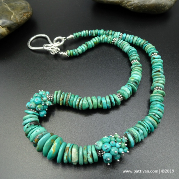 Graduated Turquoise Disc and Sterling Necklace
