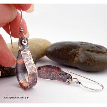 Hammered Copper Mixed Metal Hoops