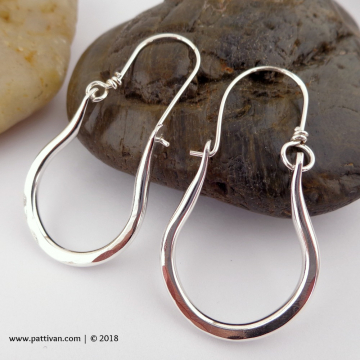 Hammered Fine Silver Hoops